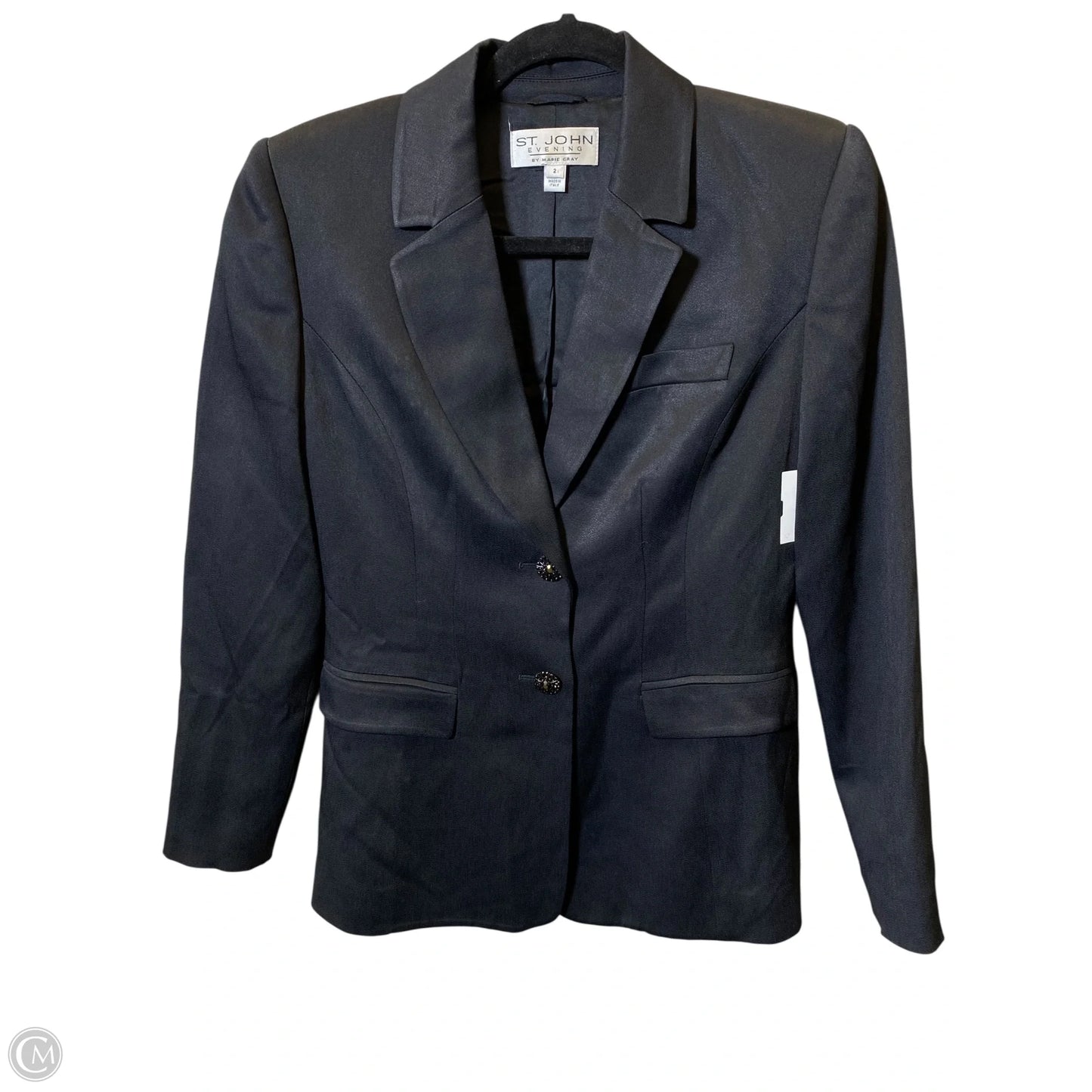 Blazer Luxury Designer By St John Collection In Black, Size:  2