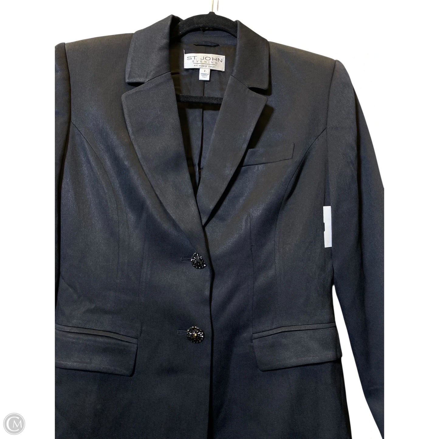 Blazer Luxury Designer By St John Collection In Black, Size:  2