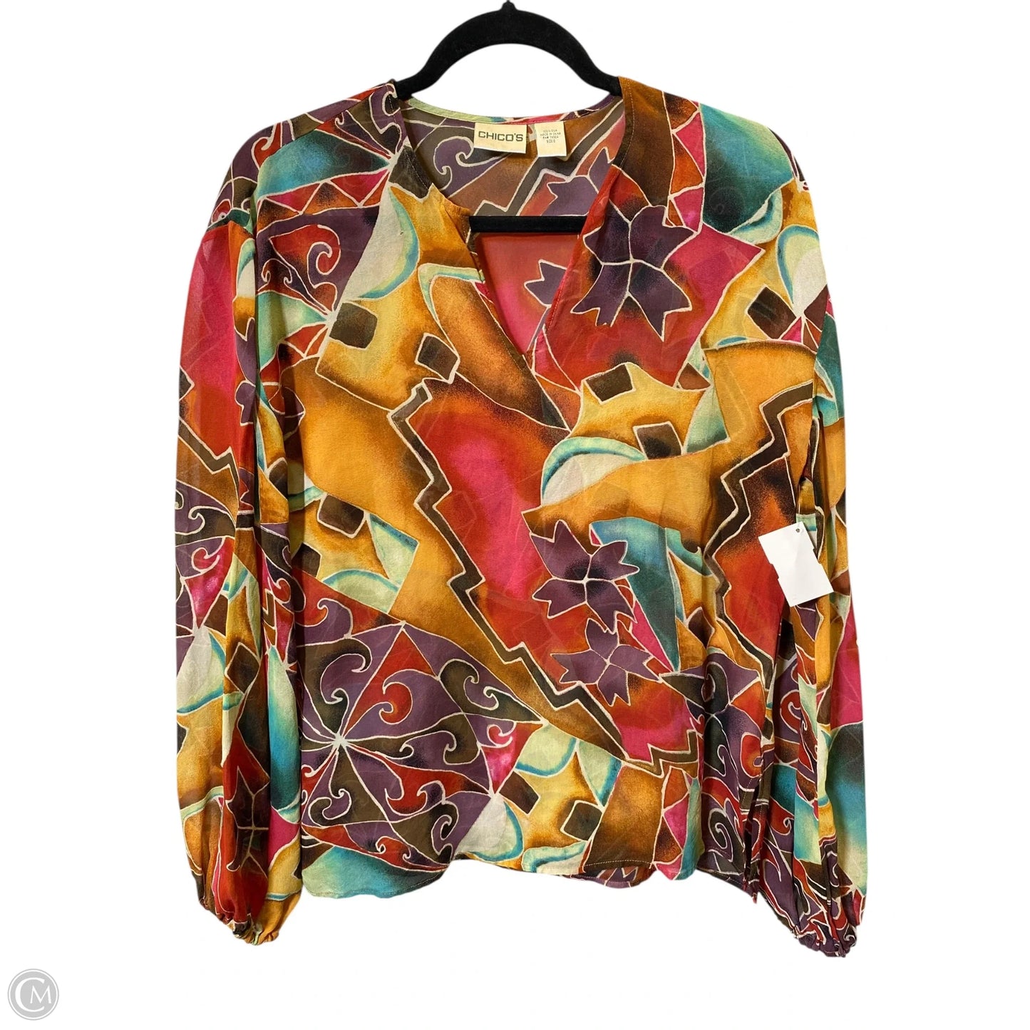 Top Long Sleeve By Chicos In Multi-colored, Size: S