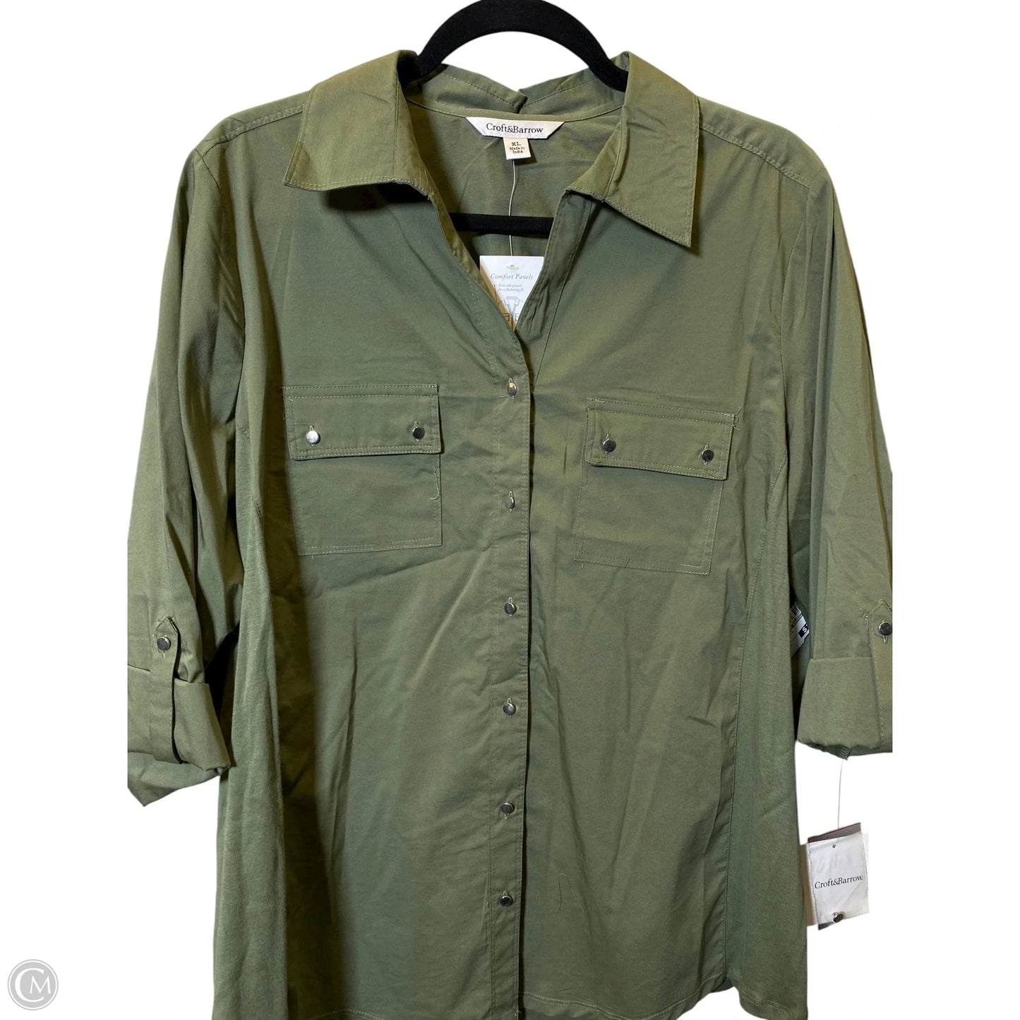 Blouse Long Sleeve By Croft And Barrow In Green, Size: Xl