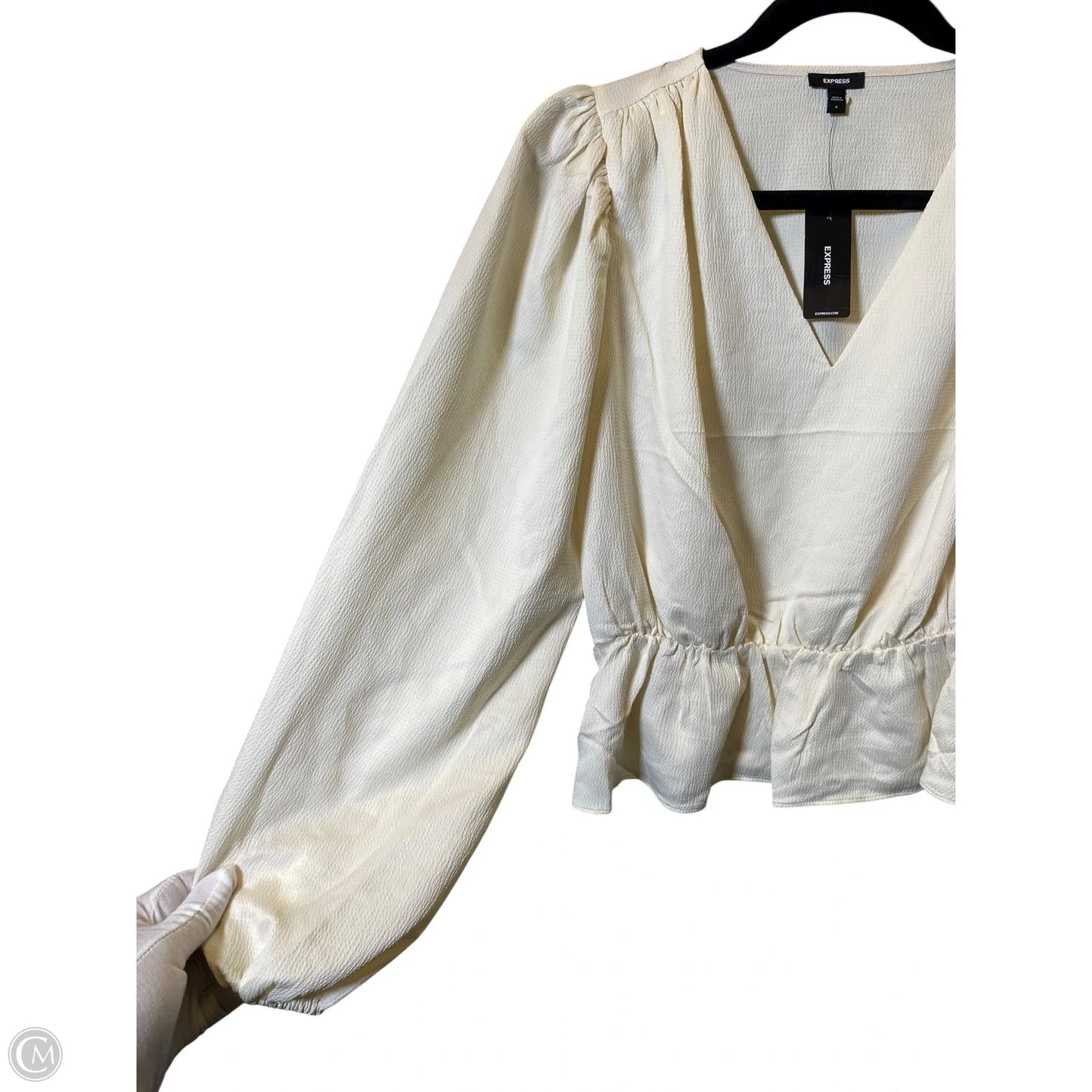 Top Long Sleeve By Express In Cream, Size: S