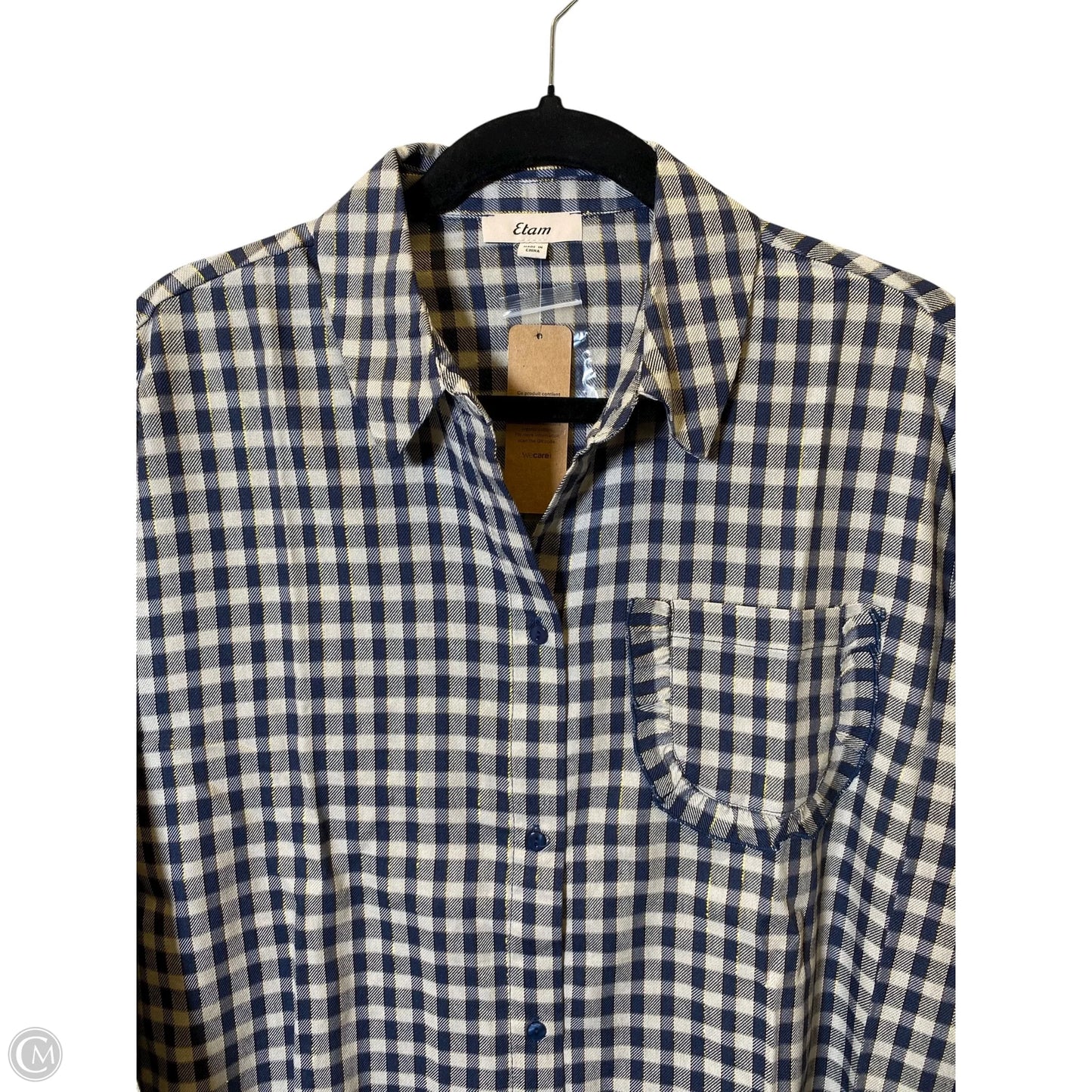 Blouse Long Sleeve By Clothes Mentor In Plaid Pattern, Size: M