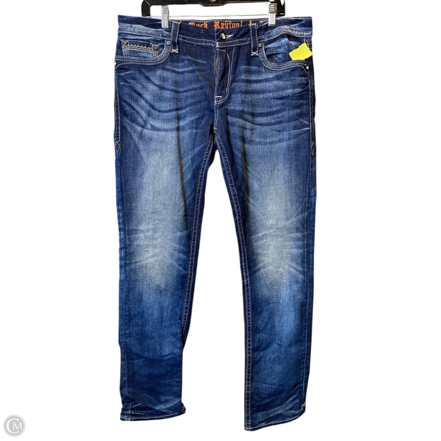 Jeans Straight By Rock Revival In Blue Denim, Size: 16