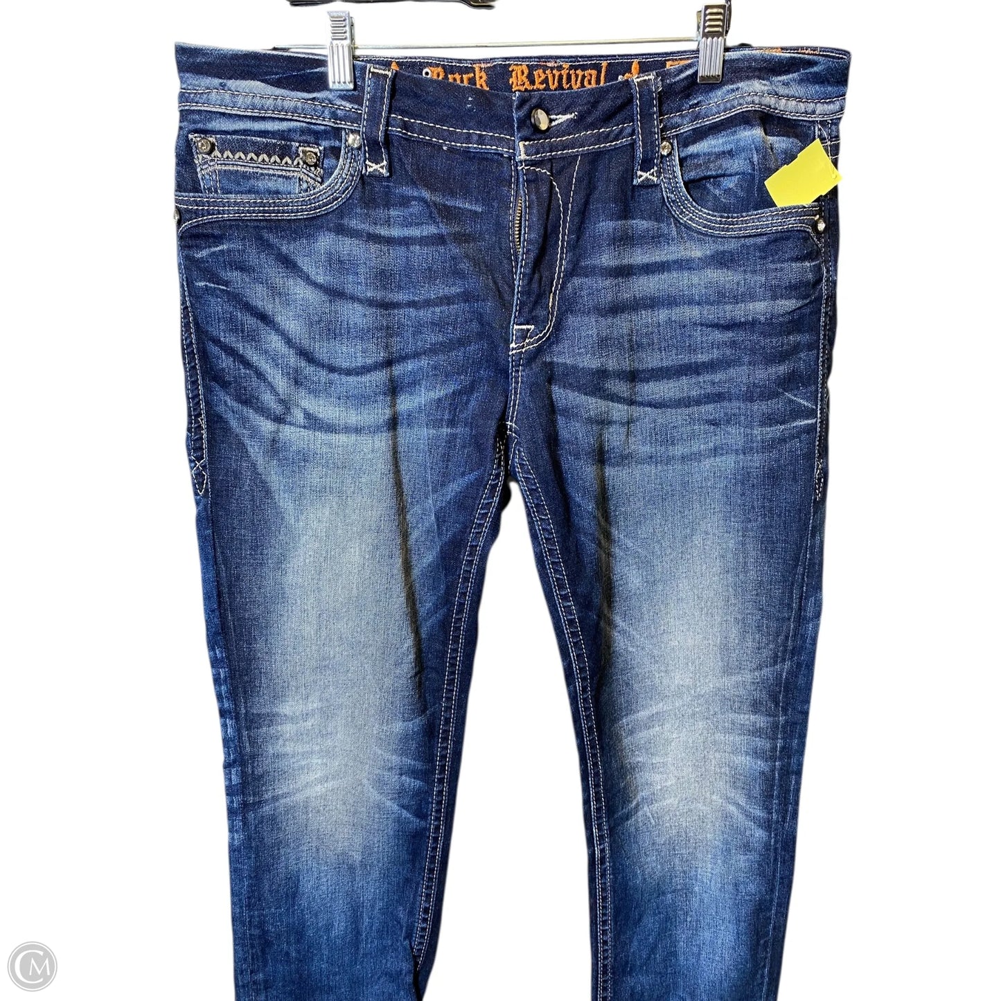 Jeans Straight By Rock Revival In Blue Denim, Size: 16