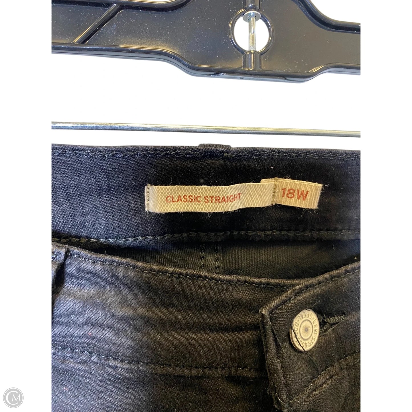 Jeans Straight By Levis In Black Denim, Size: 18