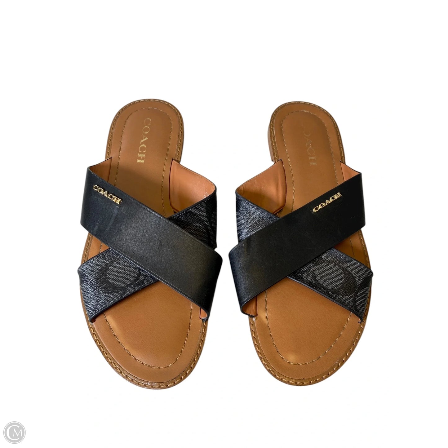 Sandals Designer By Coach In Black & Tan, Size: 9