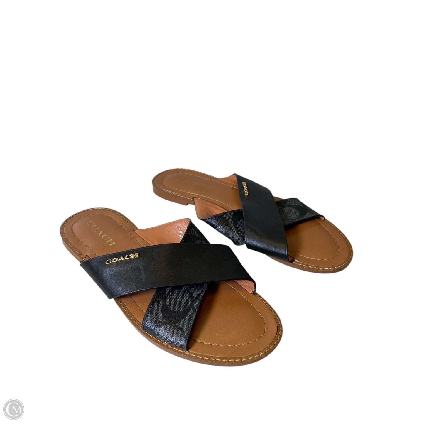 Sandals Designer By Coach In Black & Tan, Size: 9