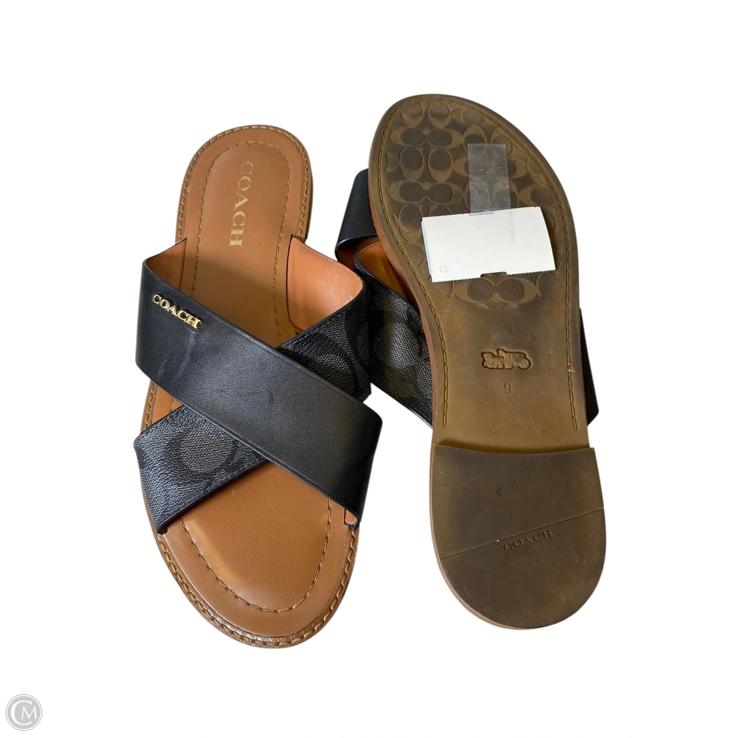 Sandals Designer By Coach In Black & Tan, Size: 9