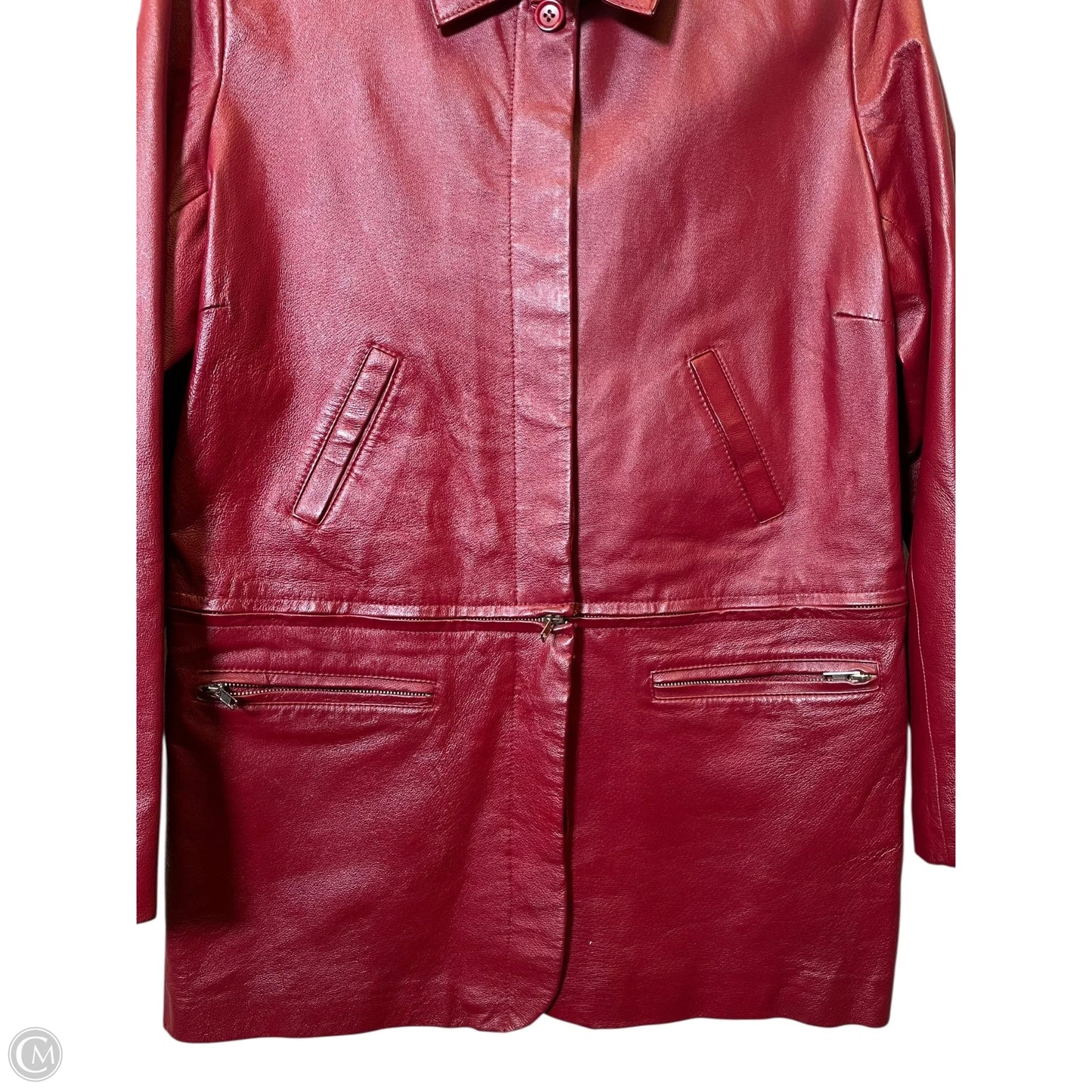 Jacket Leather By Newport News In Red, Size: Xl