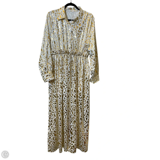 Dress Casual Maxi By Clothes Mentor In Gold & White, Size: L