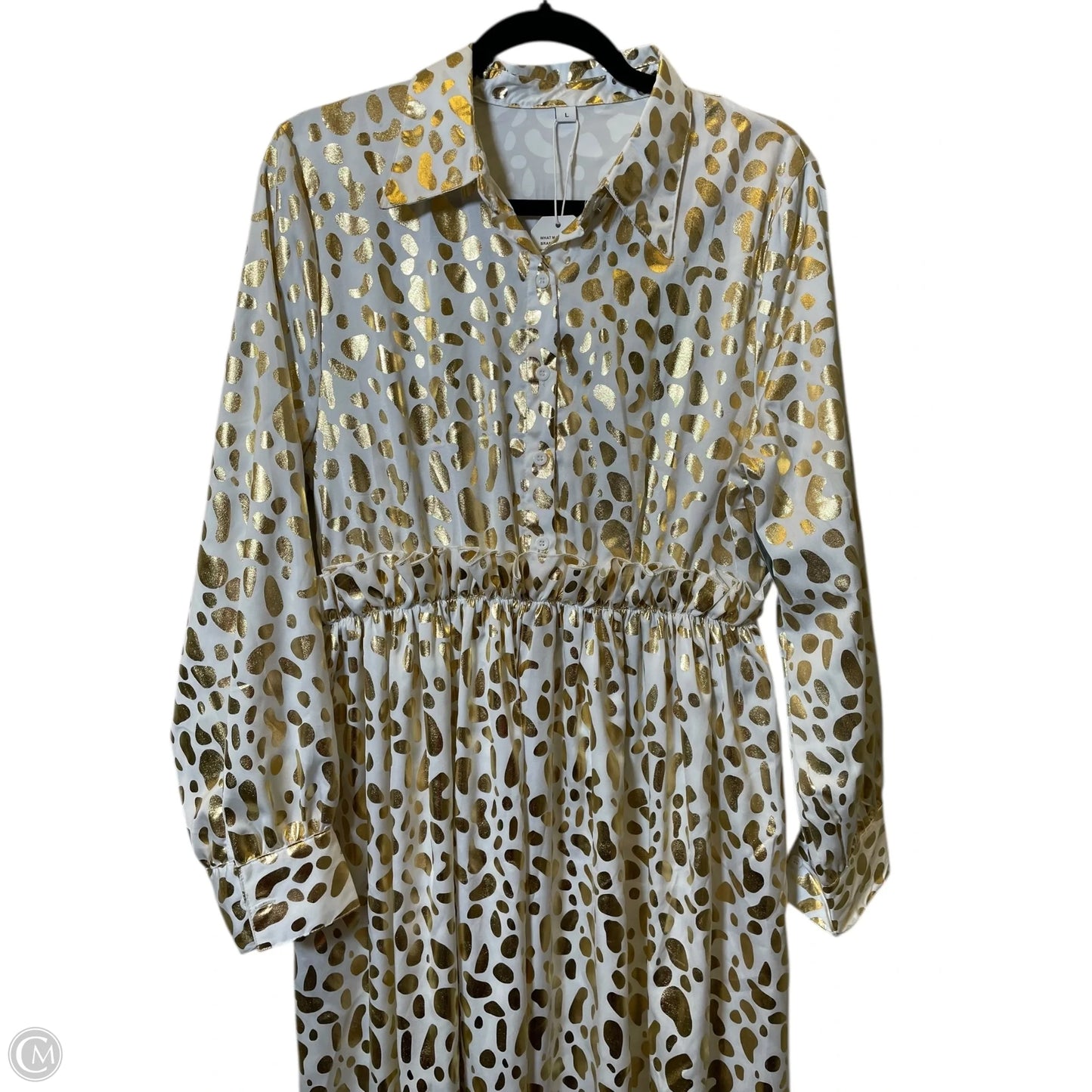 Dress Casual Maxi By Clothes Mentor In Gold & White, Size: L