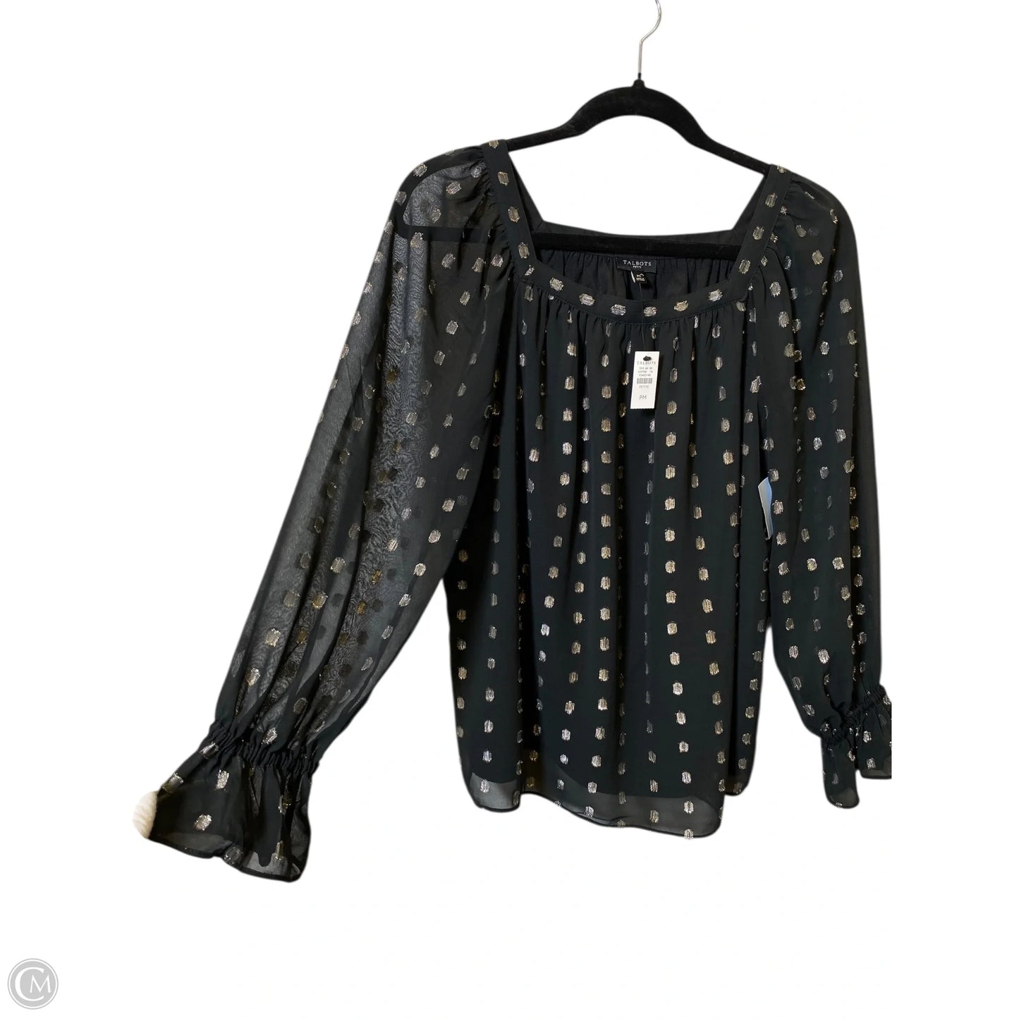 Top Long Sleeve By Talbots In Black & Gold, Size: M