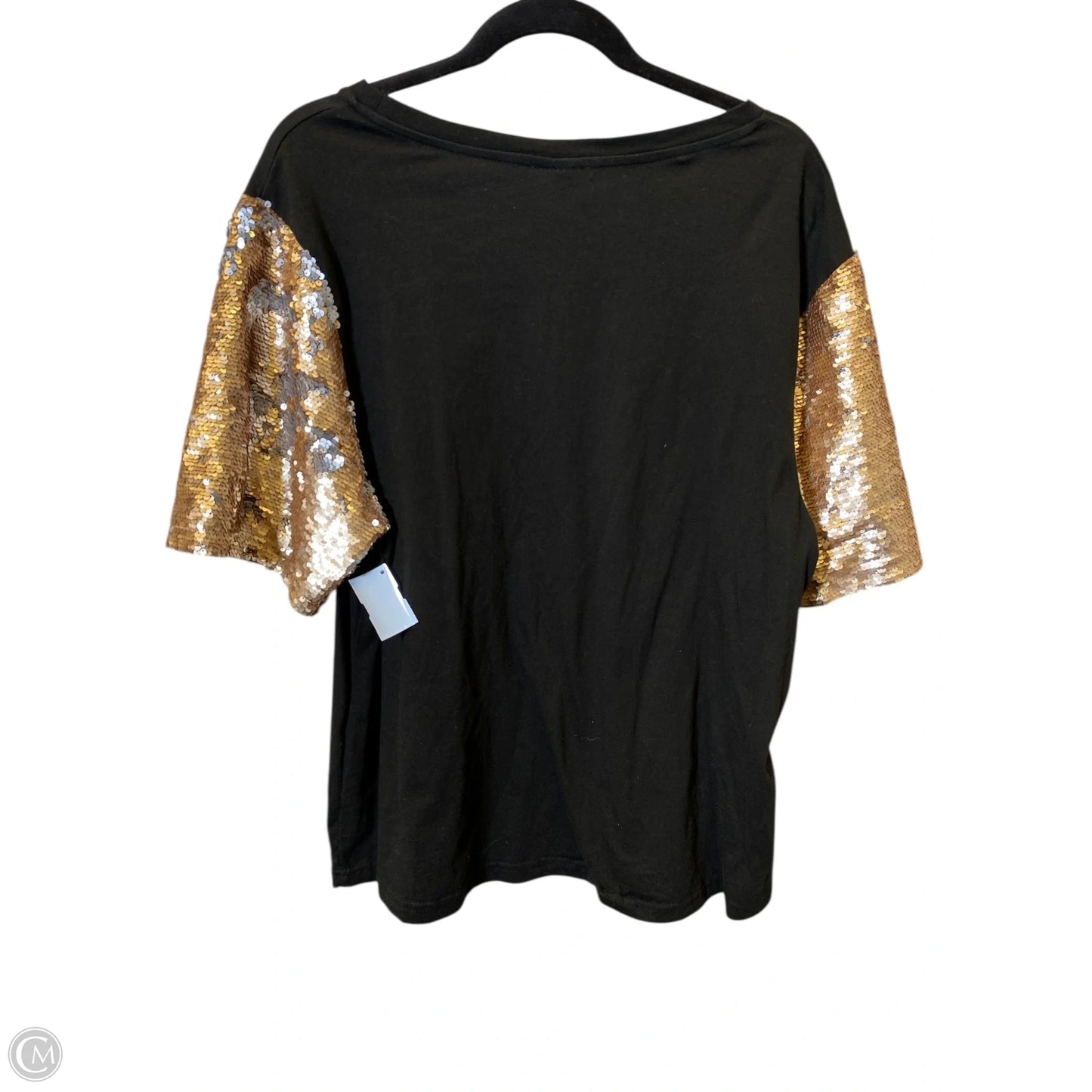 Top Short Sleeve By Clothes Mentor In Black & Gold, Size: 2x