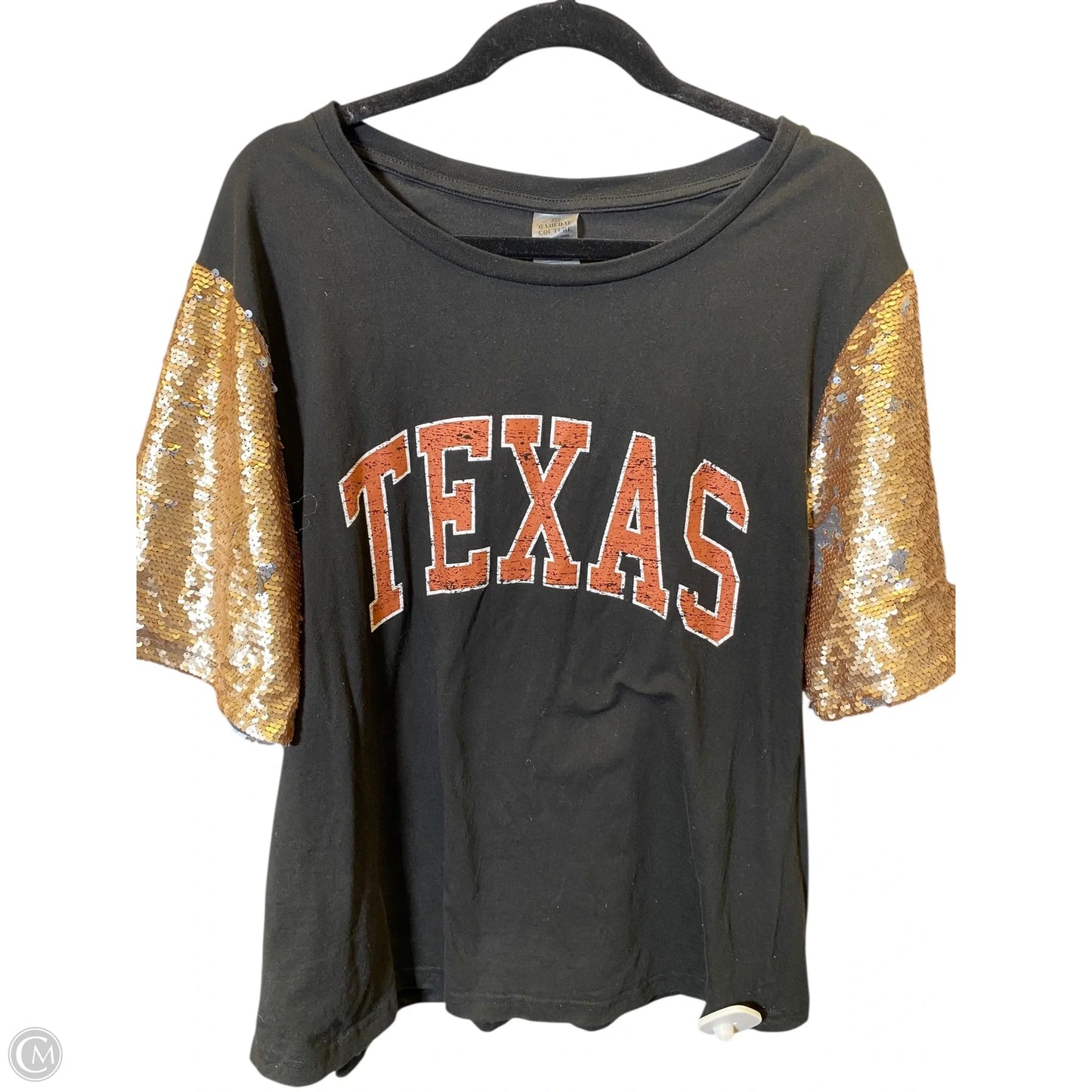 Top Short Sleeve By Clothes Mentor In Black & Gold, Size: 2x