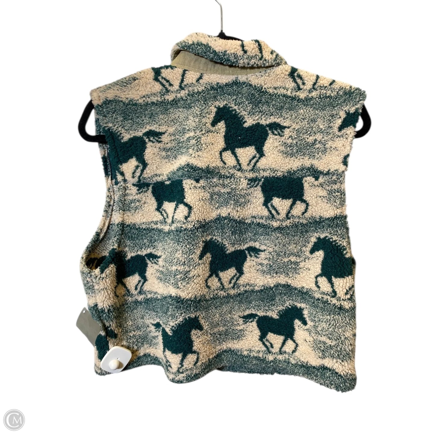 Vest Faux Fur & Sherpa By Clothes Mentor In Cream & Green, Size: M