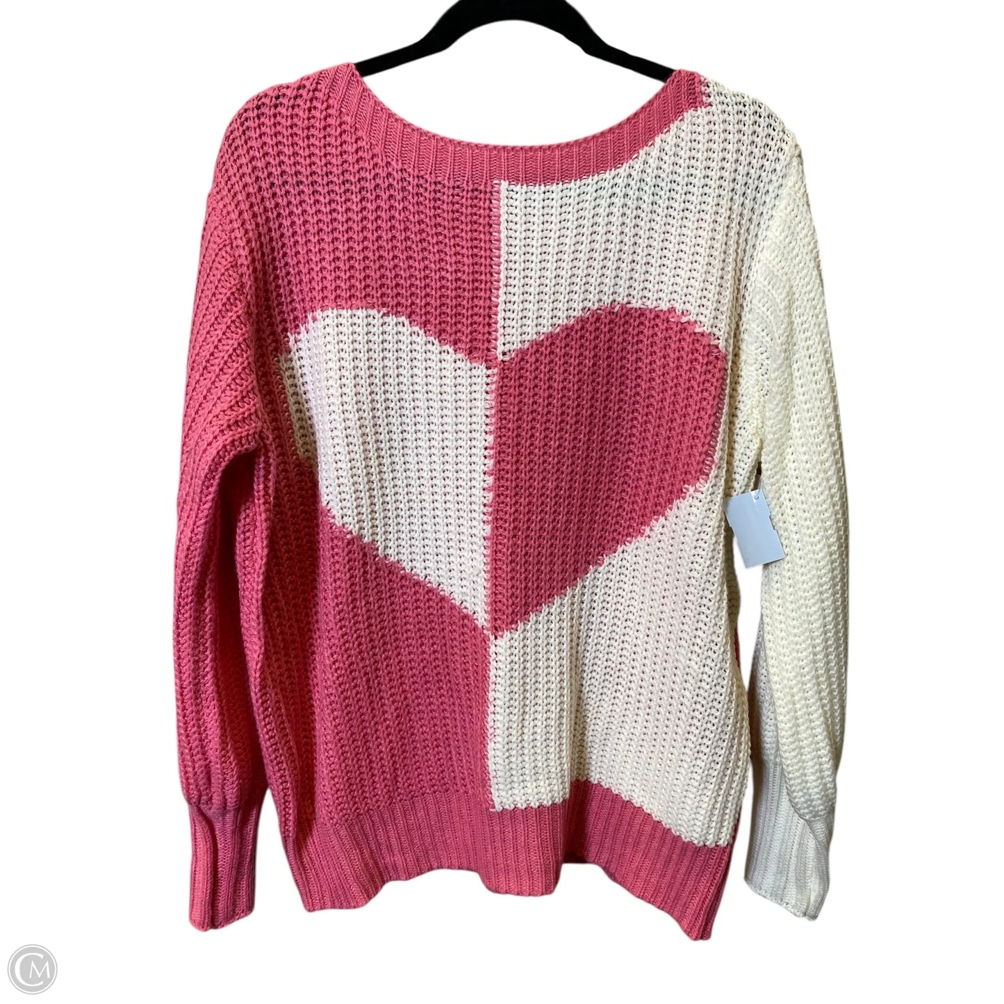 Sweater By Clothes Mentor In Pink & White, Size: Xl
