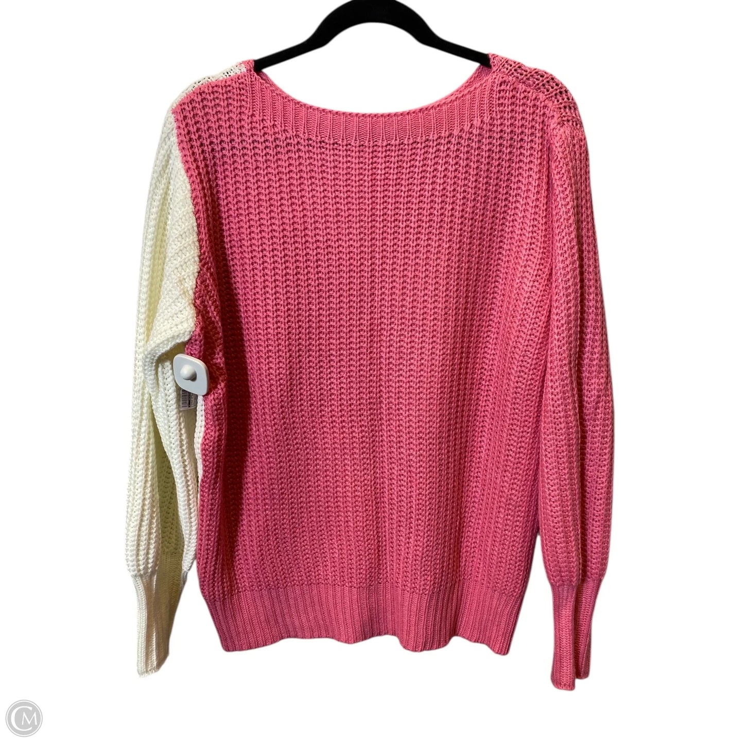Sweater By Clothes Mentor In Pink & White, Size: Xl
