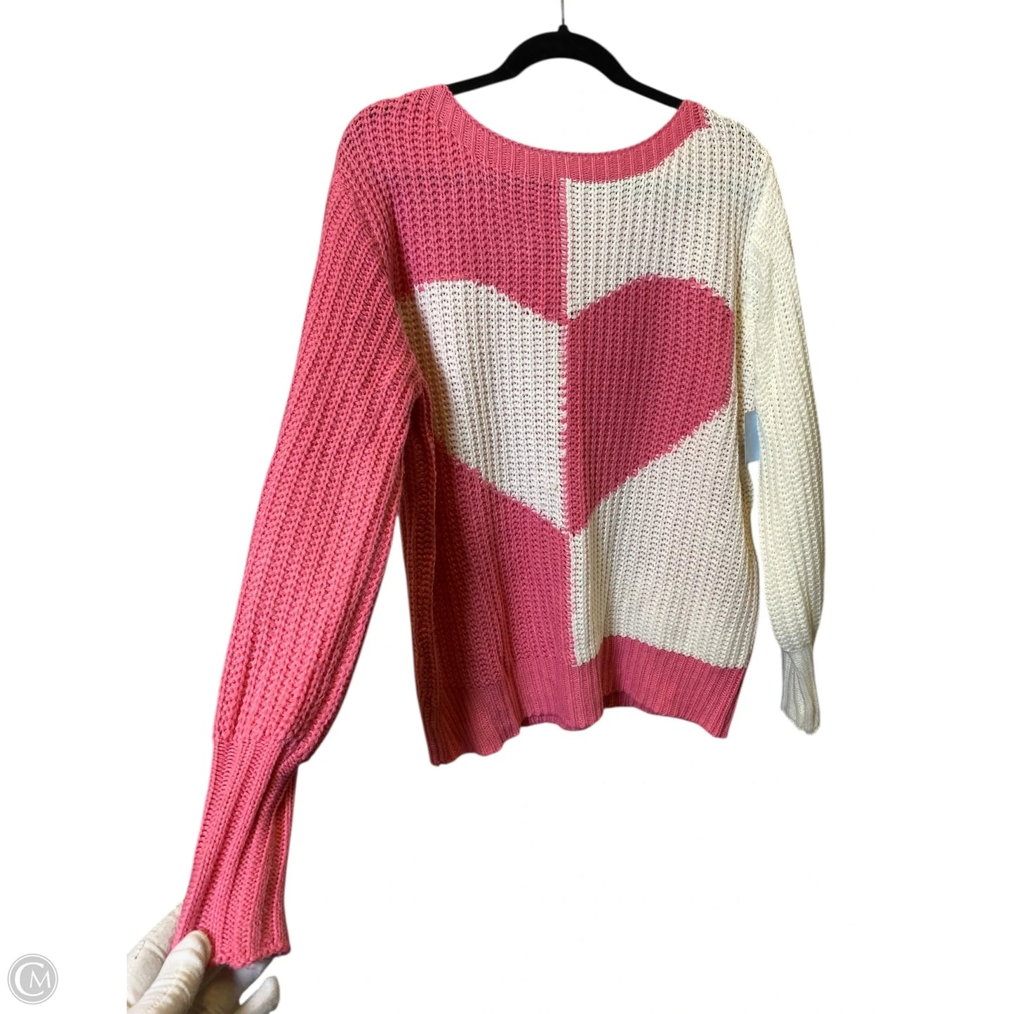 Sweater By Clothes Mentor In Pink & White, Size: Xl