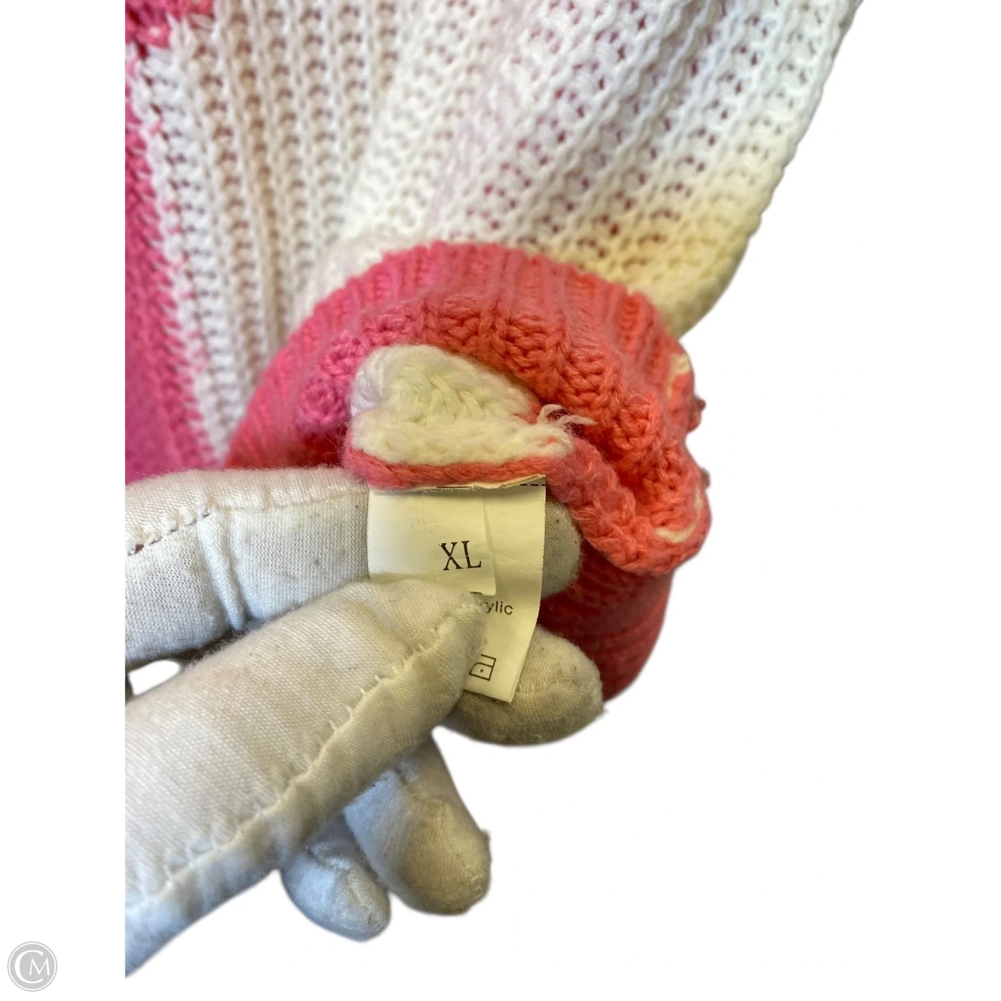 Sweater By Clothes Mentor In Pink & White, Size: Xl