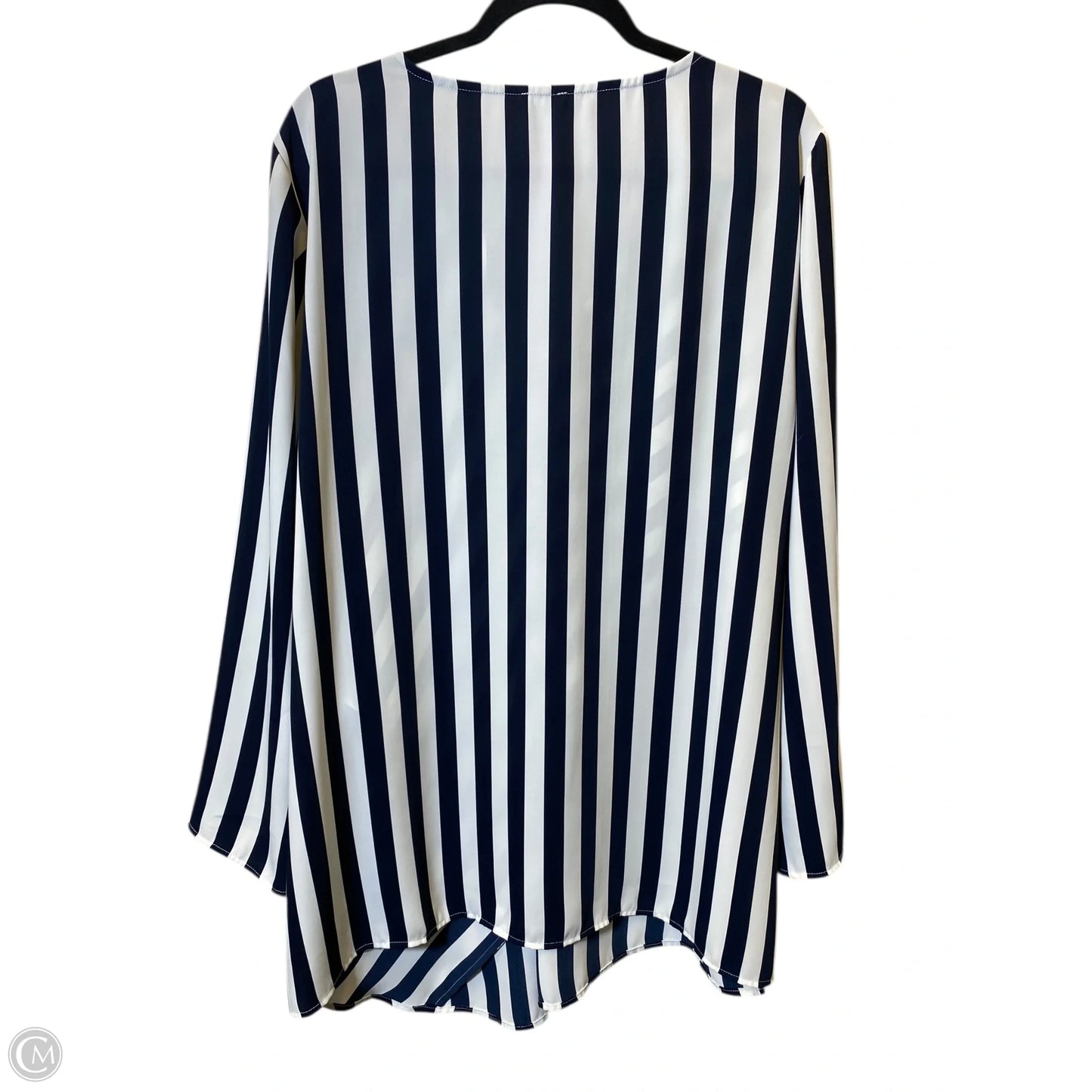 Top Long Sleeve By Chicos In Blue & White, Size: Xxl