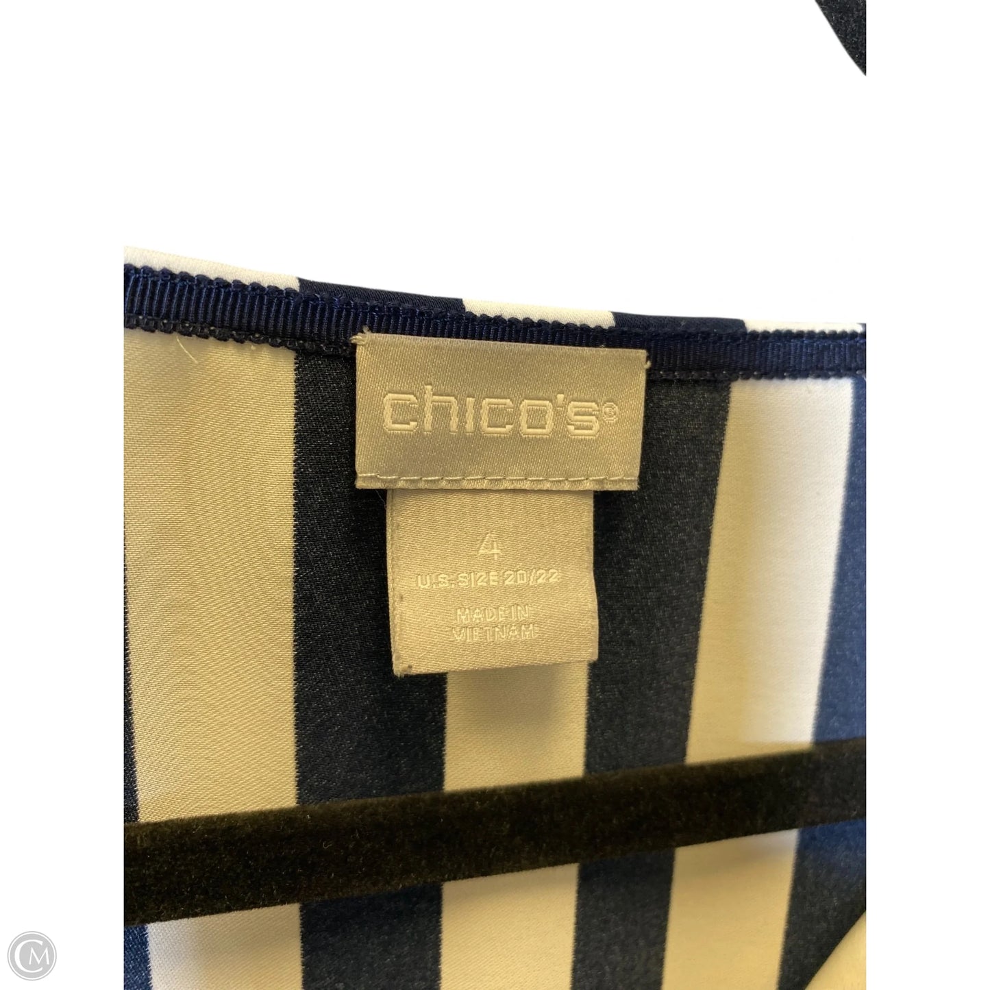 Top Long Sleeve By Chicos In Blue & White, Size: Xxl