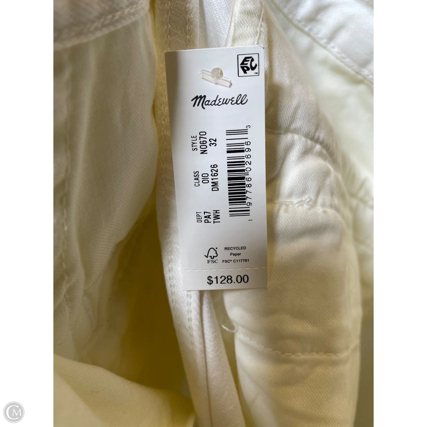 Jeans Wide Leg By Madewell In White Denim, Size: 14