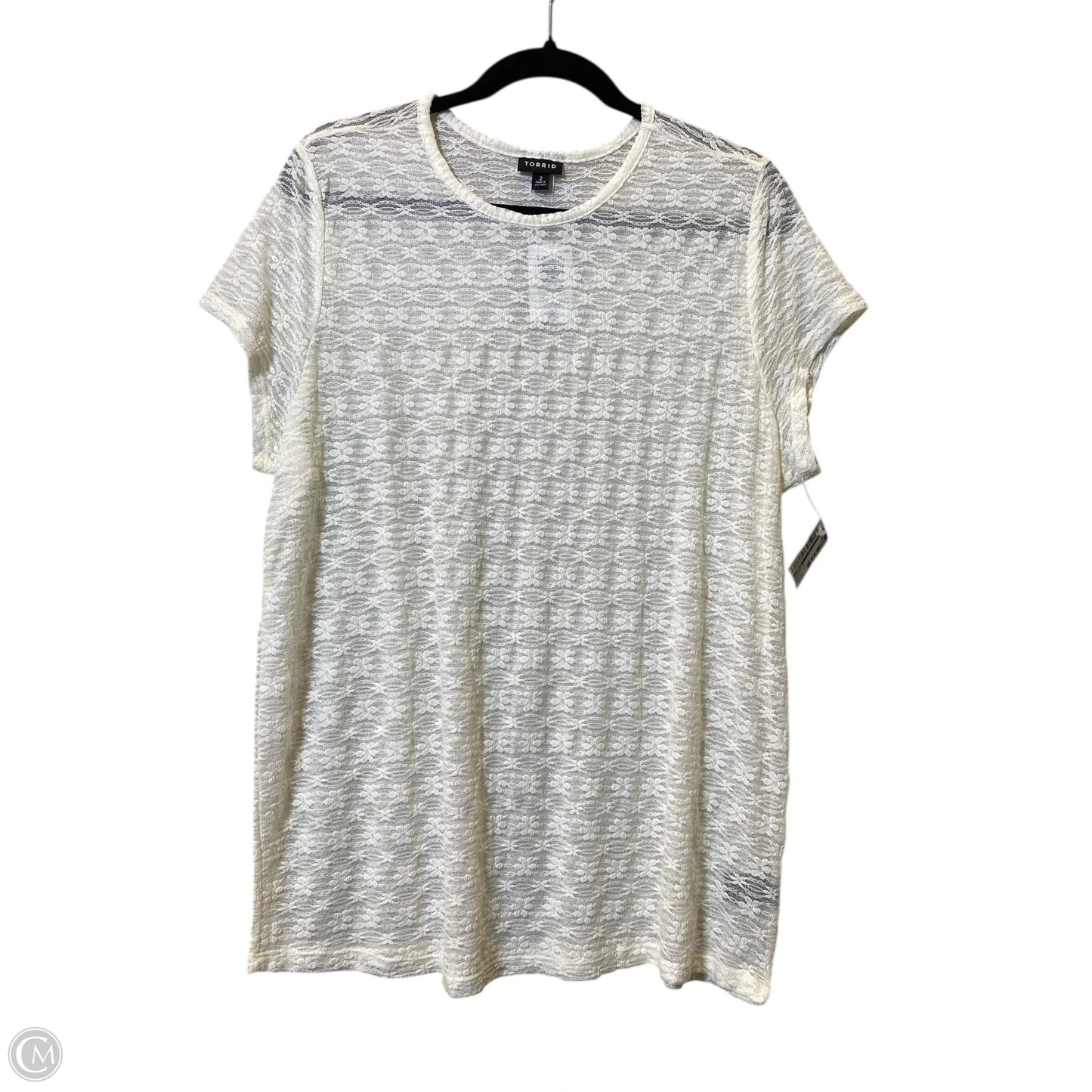 Blouse Short Sleeve By Torrid In Cream, Size: 2x