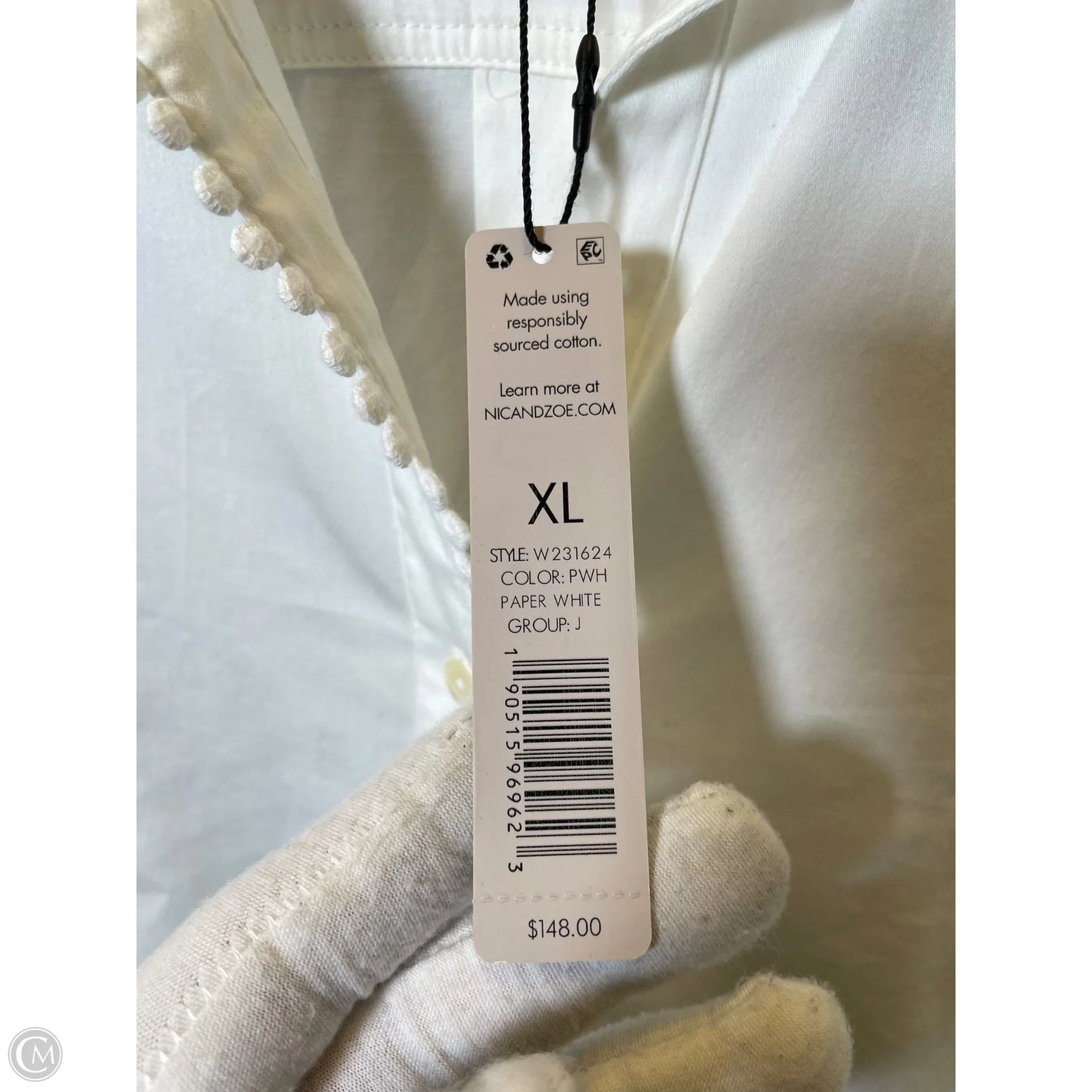 Top Long Sleeve By Nic + Zoe In Cream, Size: Xl