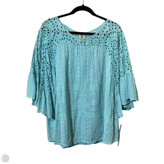 Top 3/4 Sleeve By Johnny Was In Blue, Size: L