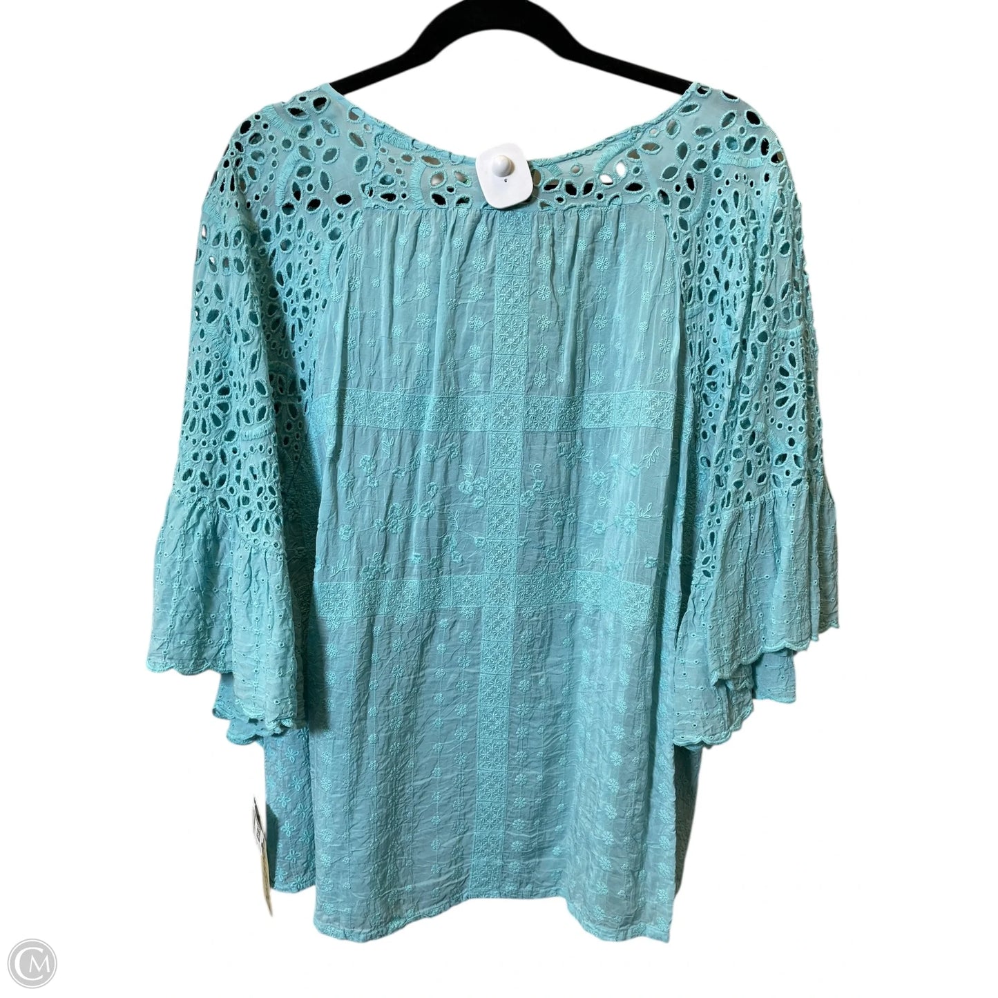 Top 3/4 Sleeve By Johnny Was In Blue, Size: L