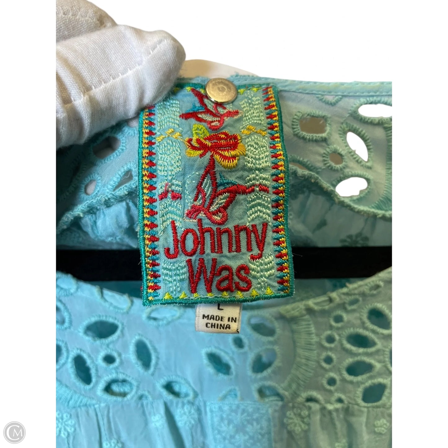 Top 3/4 Sleeve By Johnny Was In Blue, Size: L