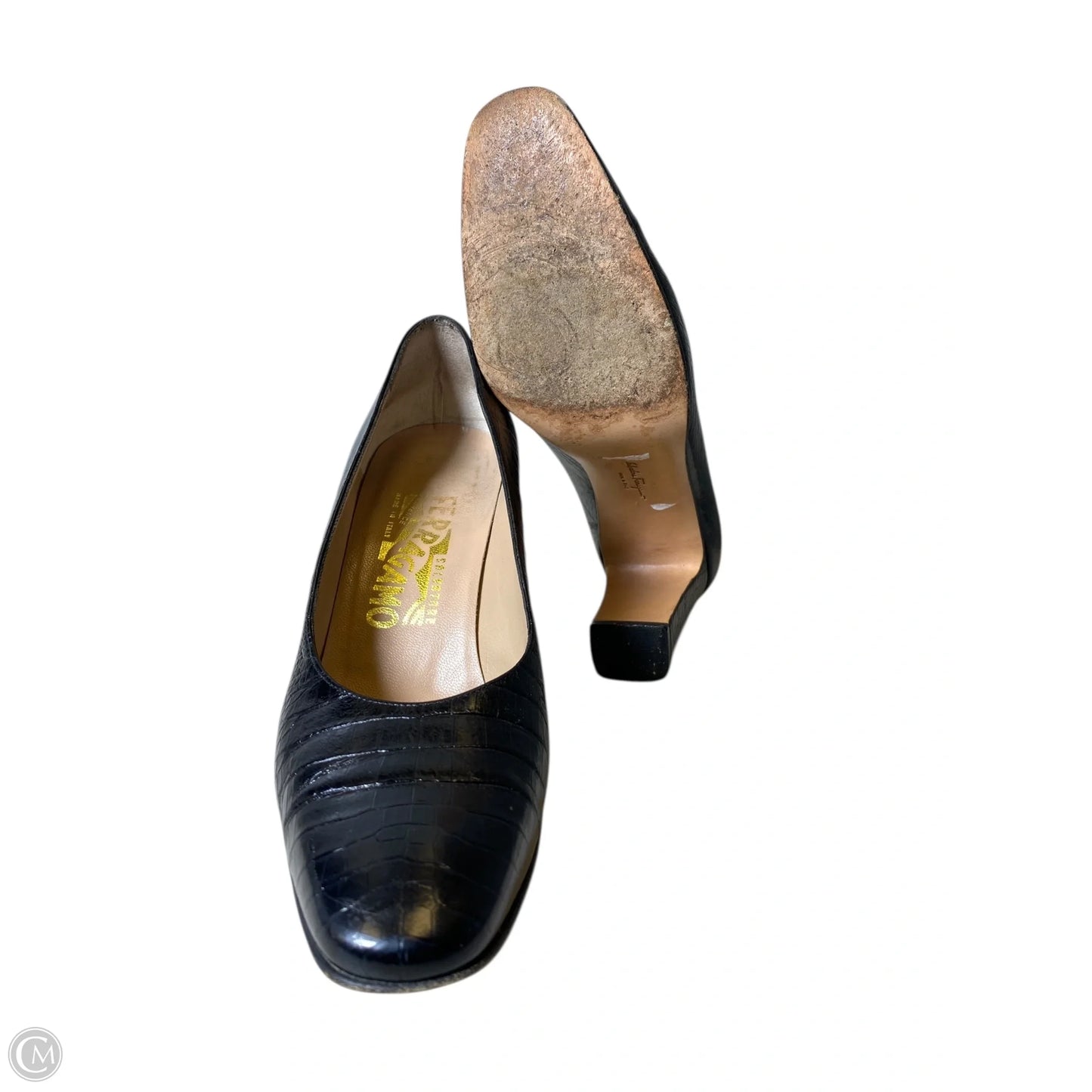 Shoes Luxury Designer By Ferragamo In Black, Size: 7