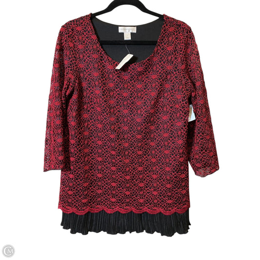 Blouse 3/4 Sleeve By Christopher And Banks In Black & Red, Size: L