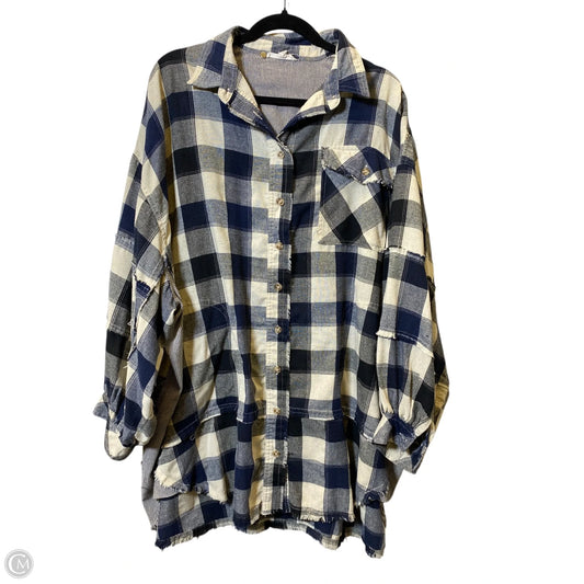 Blouse Long Sleeve By Easel In Plaid Pattern, Size: L