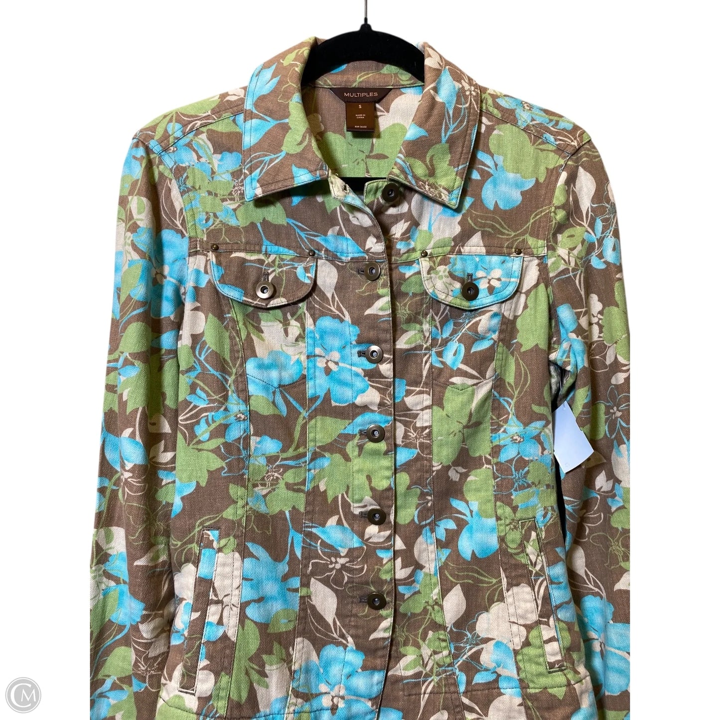 Jacket Denim By Multiples In Floral Print, Size: S