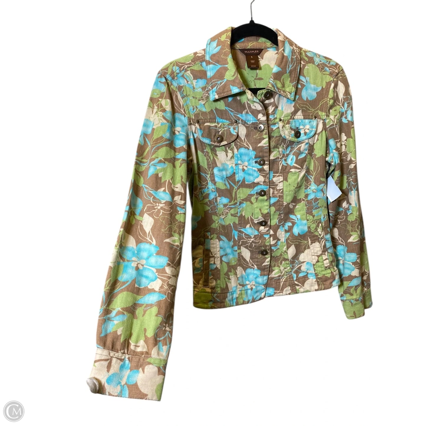 Jacket Denim By Multiples In Floral Print, Size: S