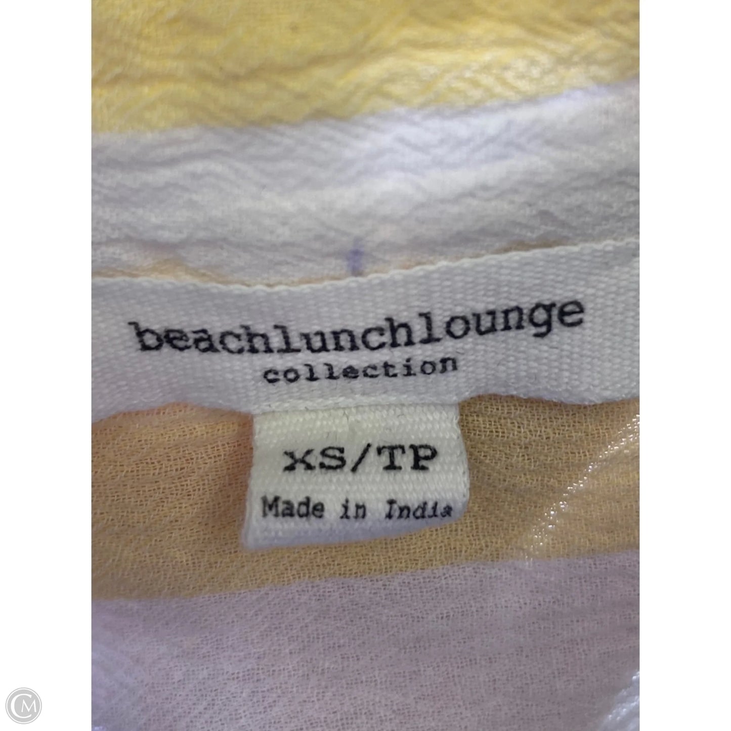 Blouse Short Sleeve By Beachlunchlounge In White & Yellow, Size: Xs