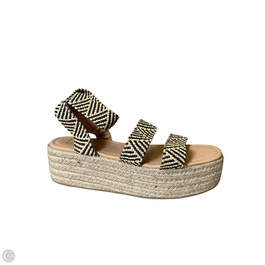 Sandals Heels Wedge By Lulus In Black & Cream, Size: 6.5