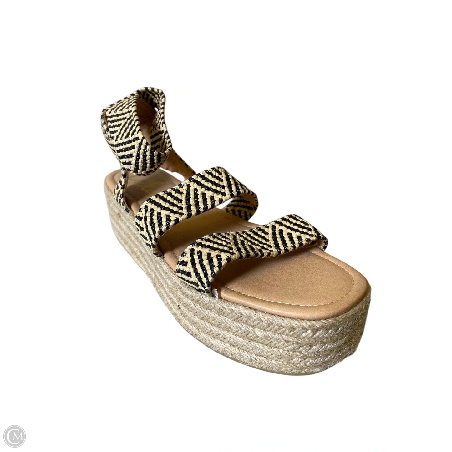 Sandals Heels Wedge By Lulus In Black & Cream, Size: 6.5