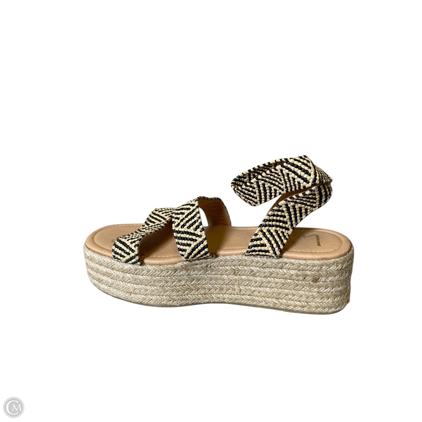 Sandals Heels Wedge By Lulus In Black & Cream, Size: 6.5