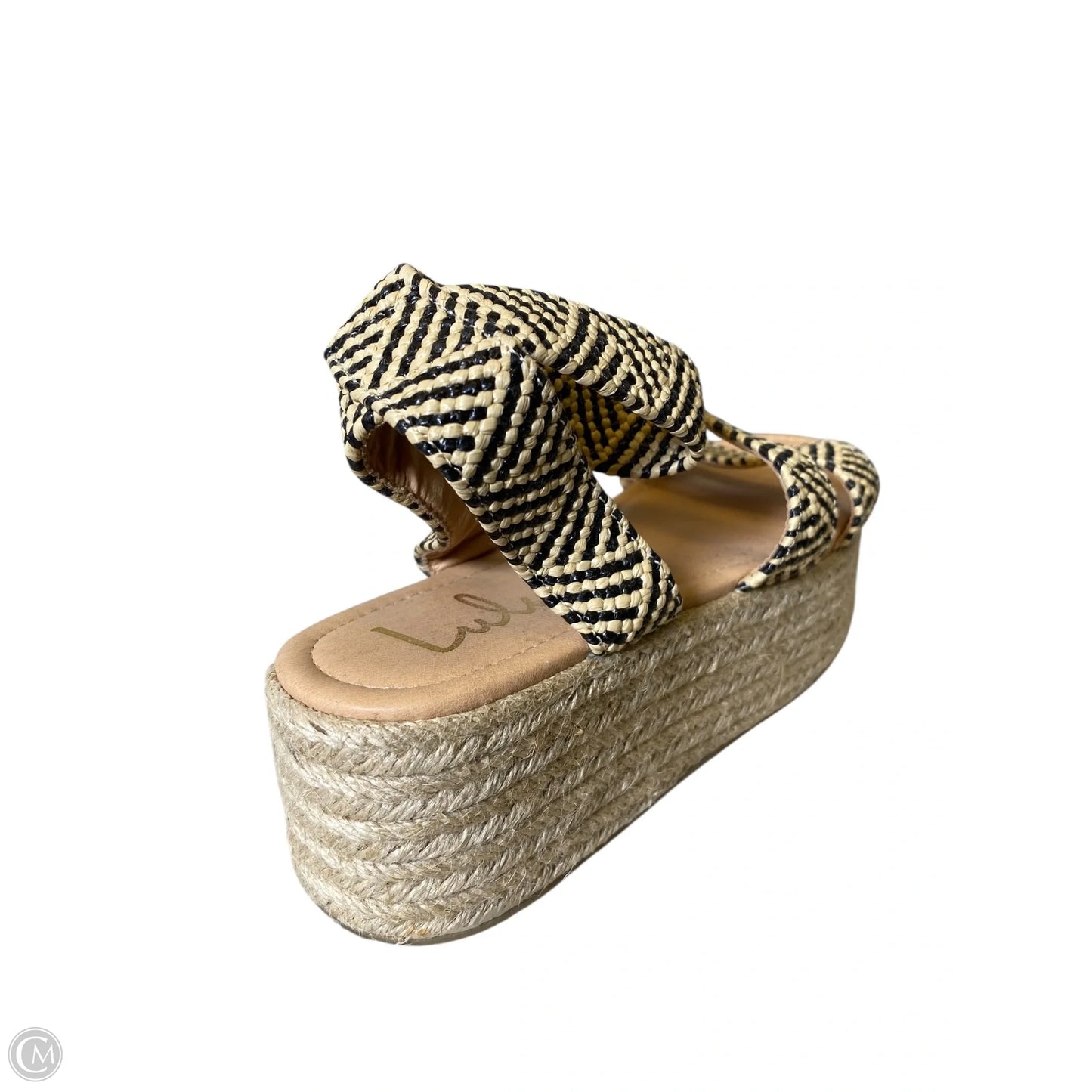 Sandals Heels Wedge By Lulus In Black & Cream, Size: 6.5