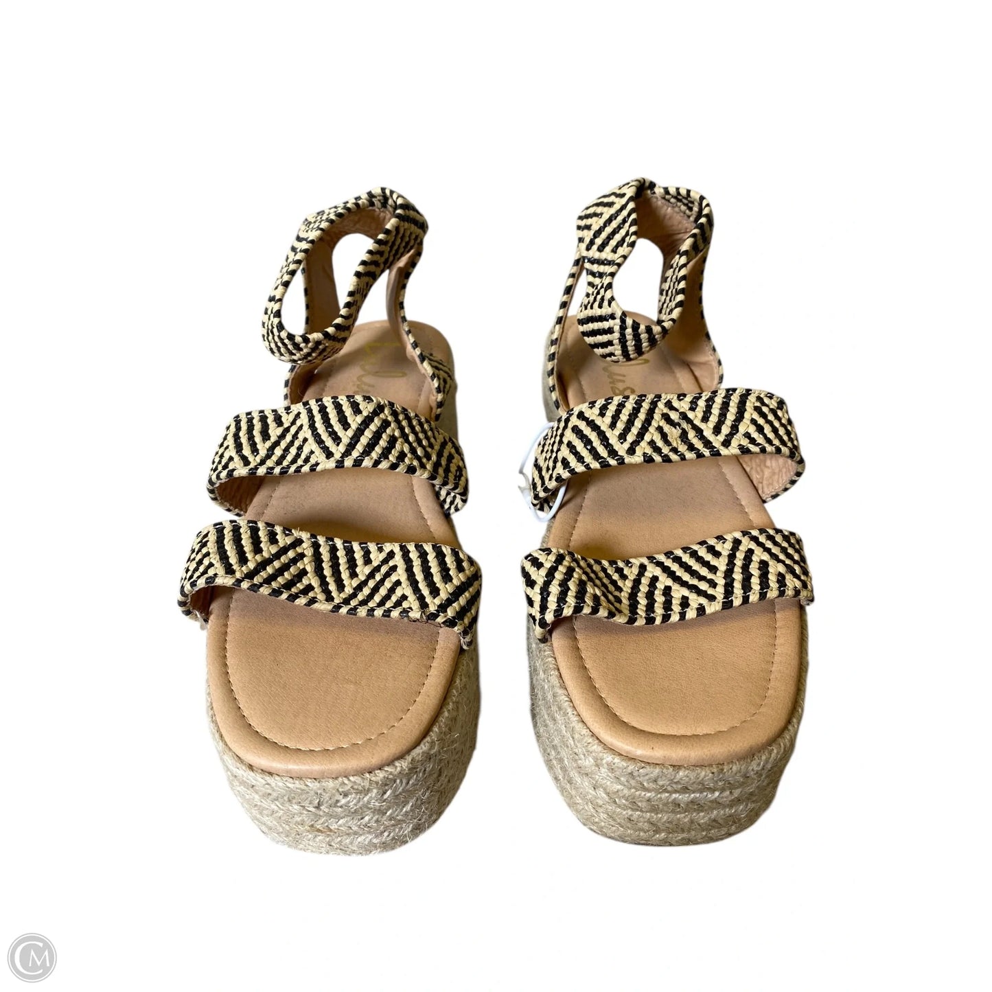 Sandals Heels Wedge By Lulus In Black & Cream, Size: 6.5