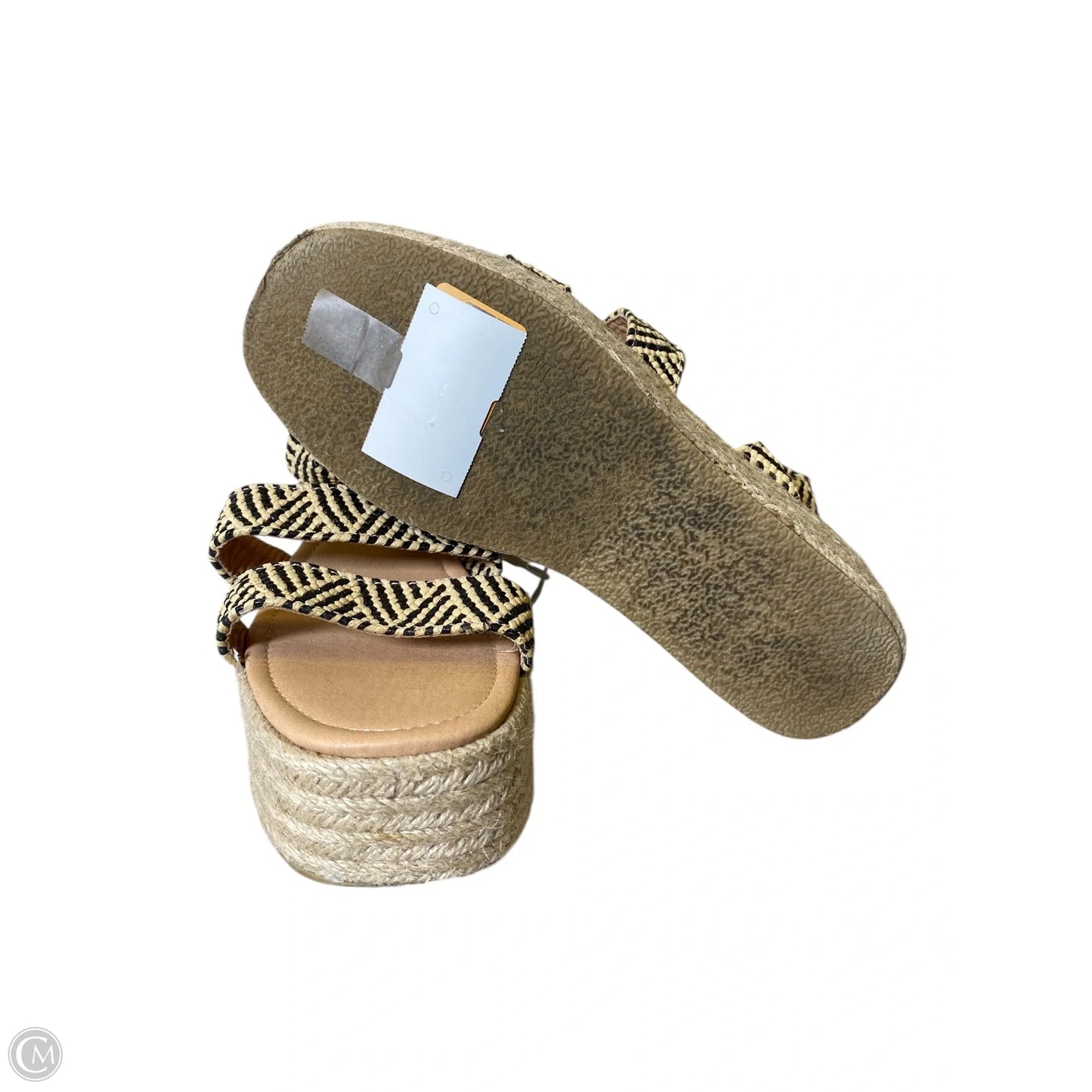 Sandals Heels Wedge By Lulus In Black & Cream, Size: 6.5