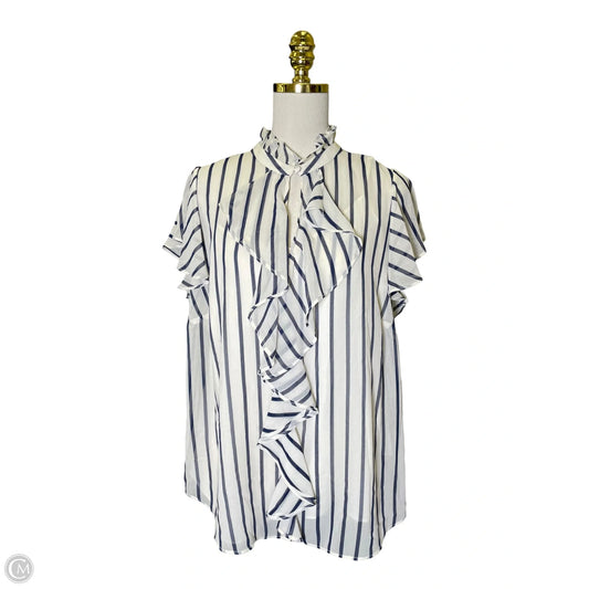 Blouse Sleeveless By Lauren By Ralph Lauren In Blue & White, Size: 1x