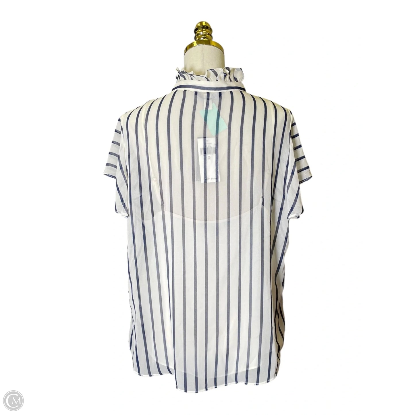 Blouse Sleeveless By Lauren By Ralph Lauren In Blue & White, Size: 1x