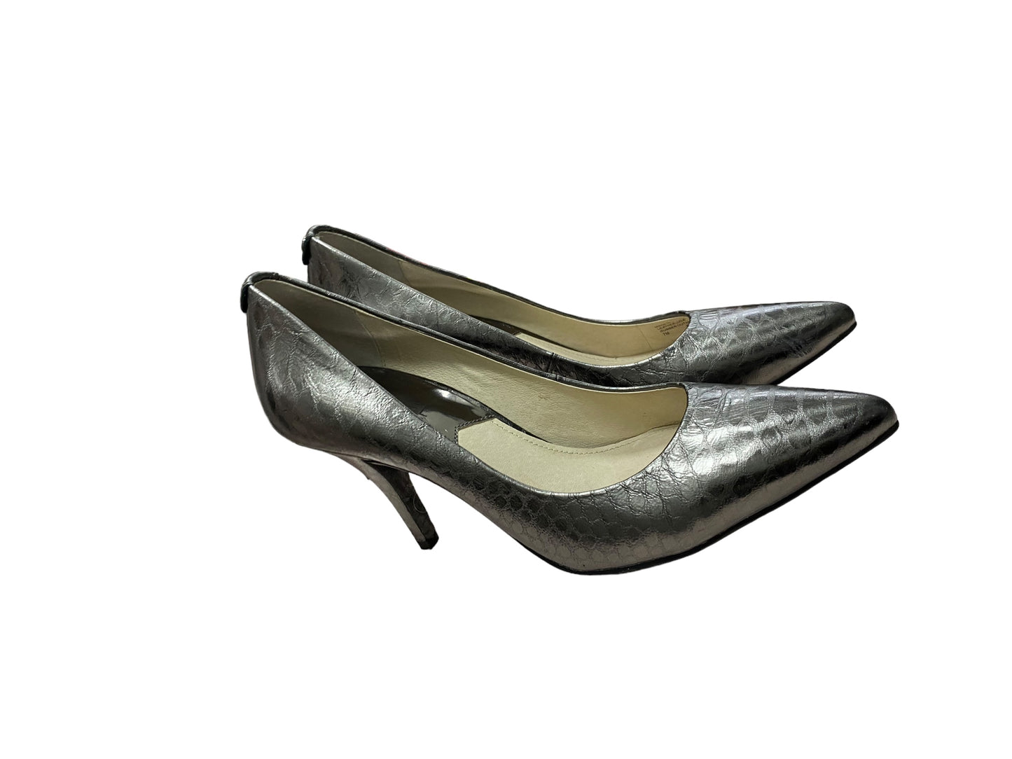 Shoes Heels Stiletto By Michael Kors In Silver, Size: 7