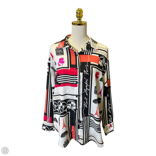 Top Long Sleeve Designer By Karl Lagerfeld In Multi-colored, Size: M