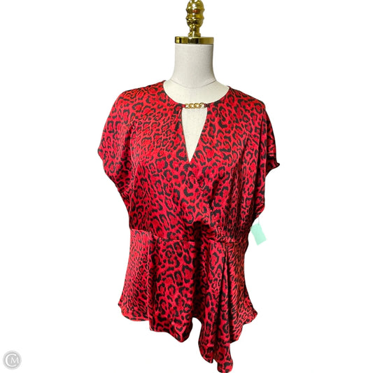 Blouse Short Sleeve By Michael By Michael Kors In Black & Red, Size: Xl