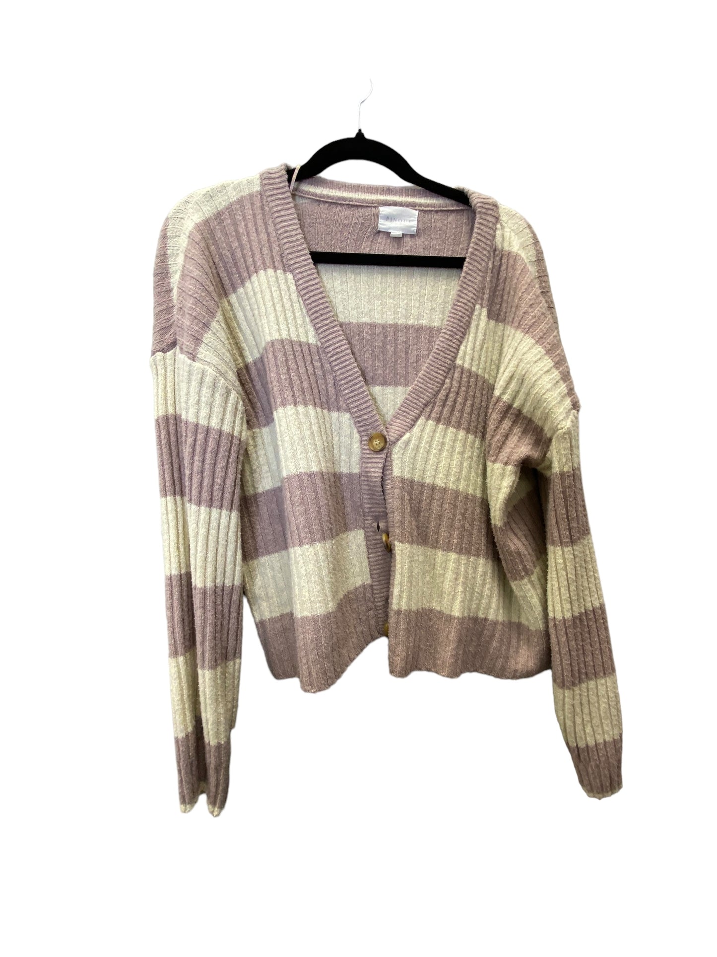 Sweater By Clothes Mentor In Pink & White, Size: L