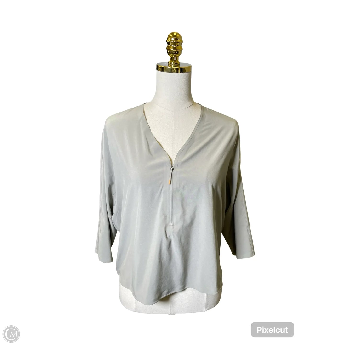 Athletic Top Short Sleeve By Lululemon In Grey, Size: L